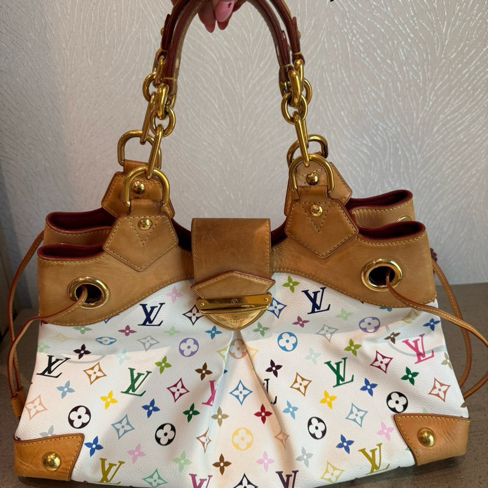 Louis Vuitton Multicolor Canvas and Brown Leather Shoulder Bag